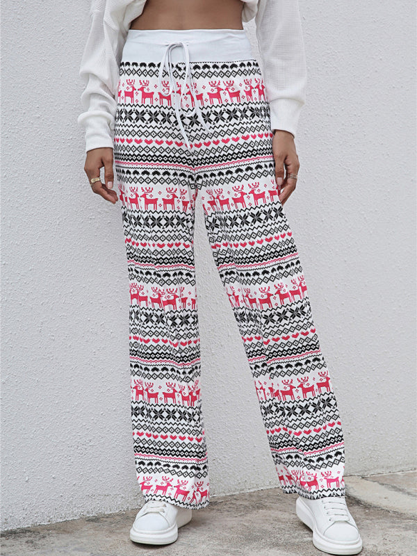 महिलाओं का फैशन ढीला फीता क्रिसमस प्रिंट पैंट