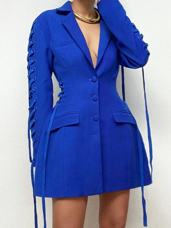 Women's casual long-sleeved mid-length suit