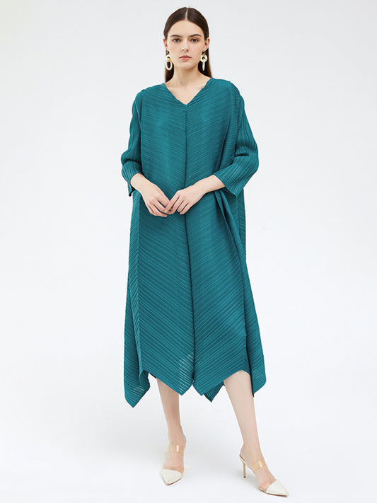 महिलाओं की तीन चौथाई लंबाई वाली आस्तीन वाली स्वेटर शैली चमकदार ए लाइन मिडी ड्रेस