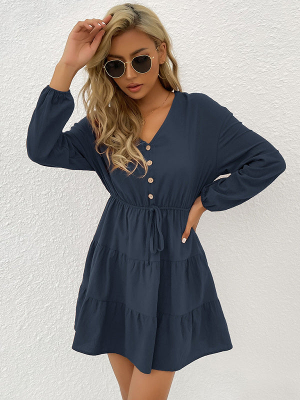 Women's button decorated pullover casual dress