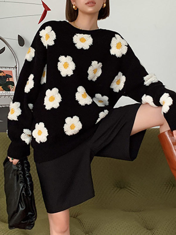 Women's Daisy Contrast Knit Sweater