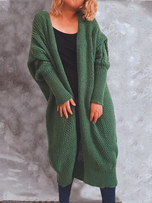 Scarf Collar Doll Sleeve Knit Long Sweater Cardigan