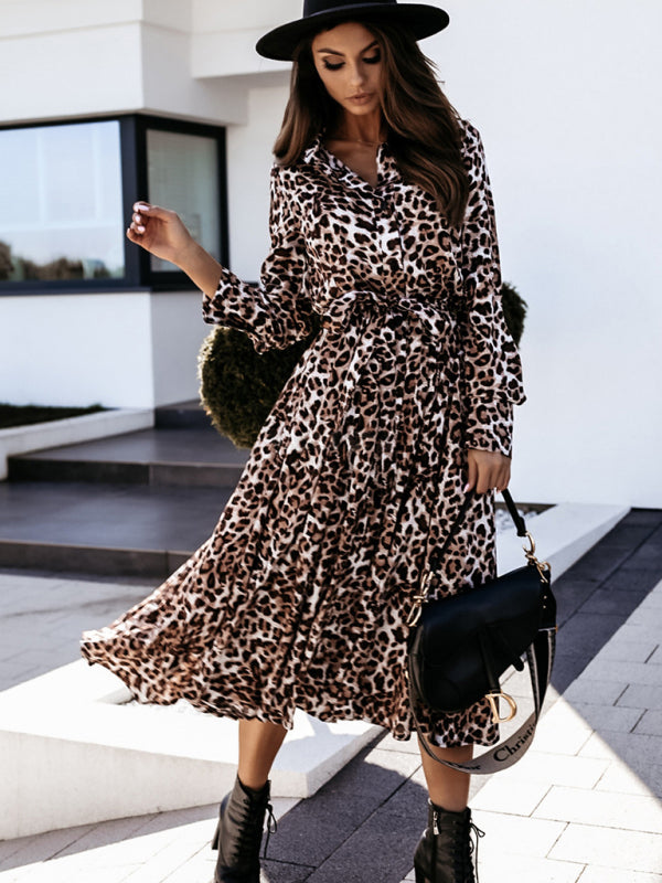 Women's Leopard Print Waist Dress