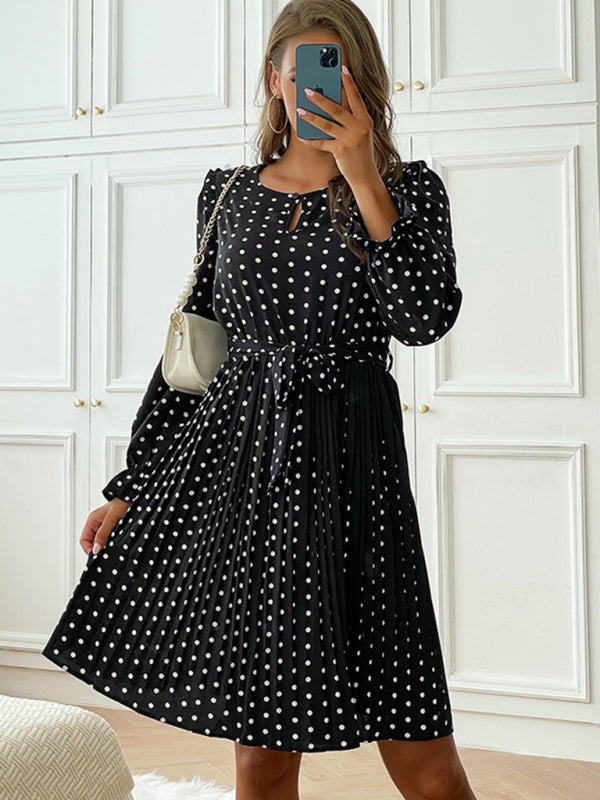 Women's long-sleeved comfortable polka dot dress