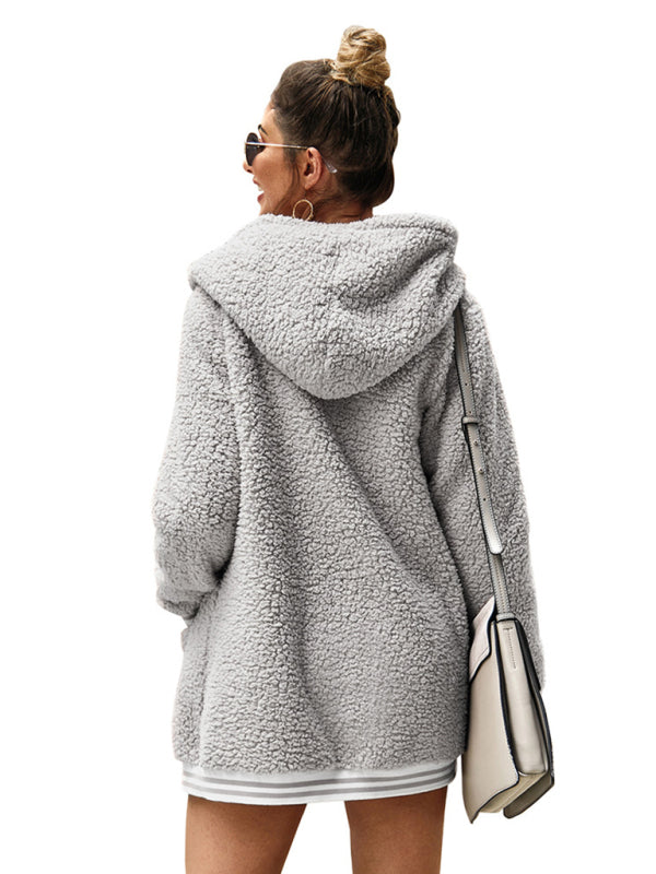 महिलाओं के लिए नया हुड वाला ऊनी कोट लॉन्ग टॉप