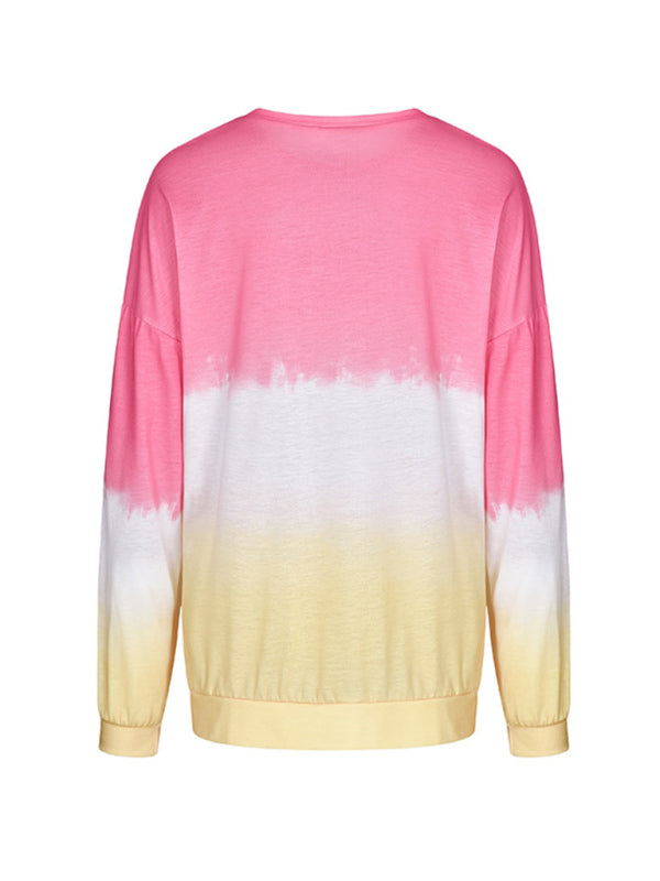 Women's Rainbow Gradient Printed Long Sleeve Sweatshirt