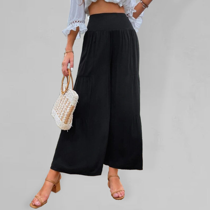 Casual wide-leg cotton high-waist loose trousers