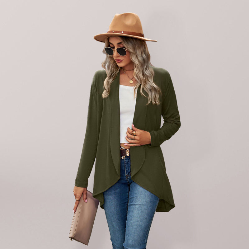 Long Sleeve Solid Color Loose Cardigan