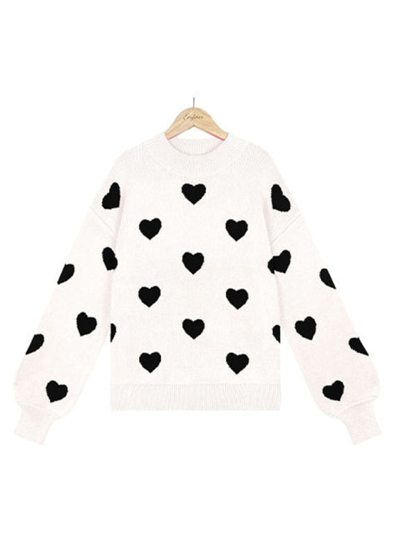 Heart Pullover Knitwear Large Size Loose Sweater
