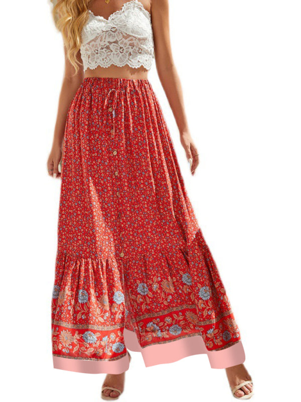 Bohemian Long Ethnic Print High Waist Skirt