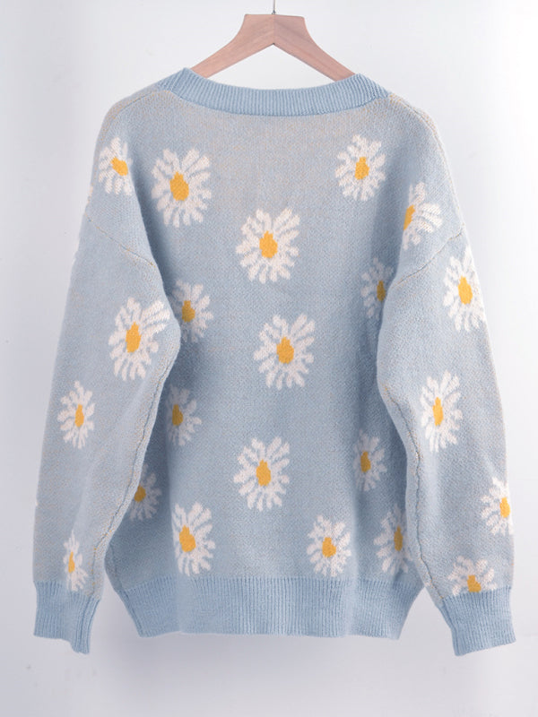 Knitted daisy sweater cardigan