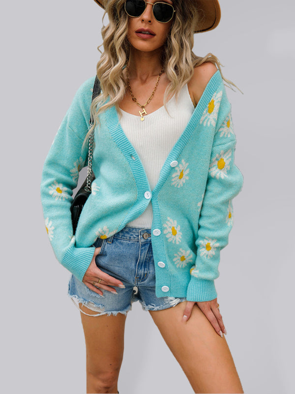 Knitted daisy sweater cardigan