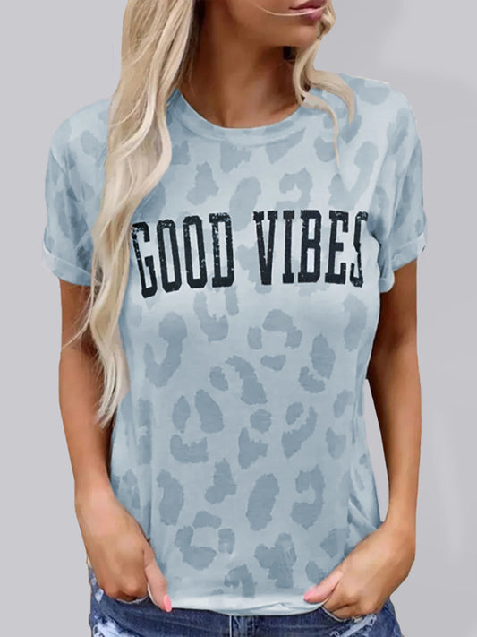 Women's good vibes print short sleeve tshirt