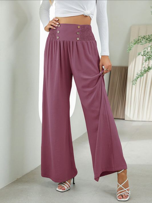 Women's woven casual high waist wide leg pants