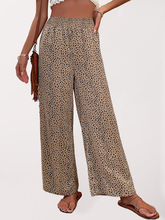 Women's Woven Leopard Print Casual Wide-leg Pants