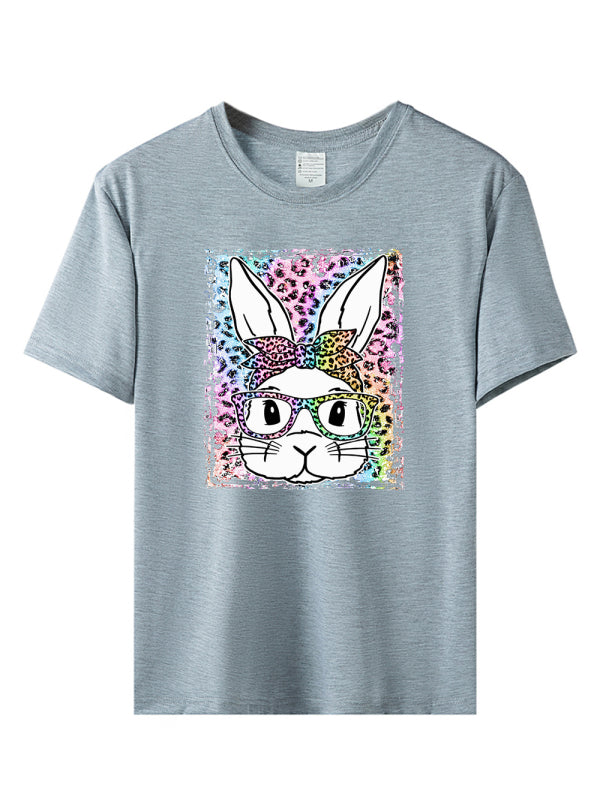 Women's Bunny Print Short Sleeve T-Shirt