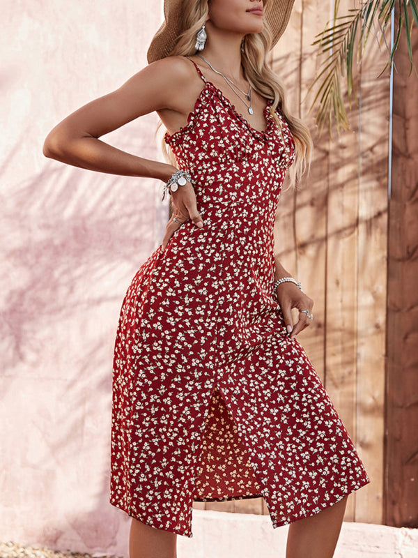Women's Floral Camisole Slim Slit Dress