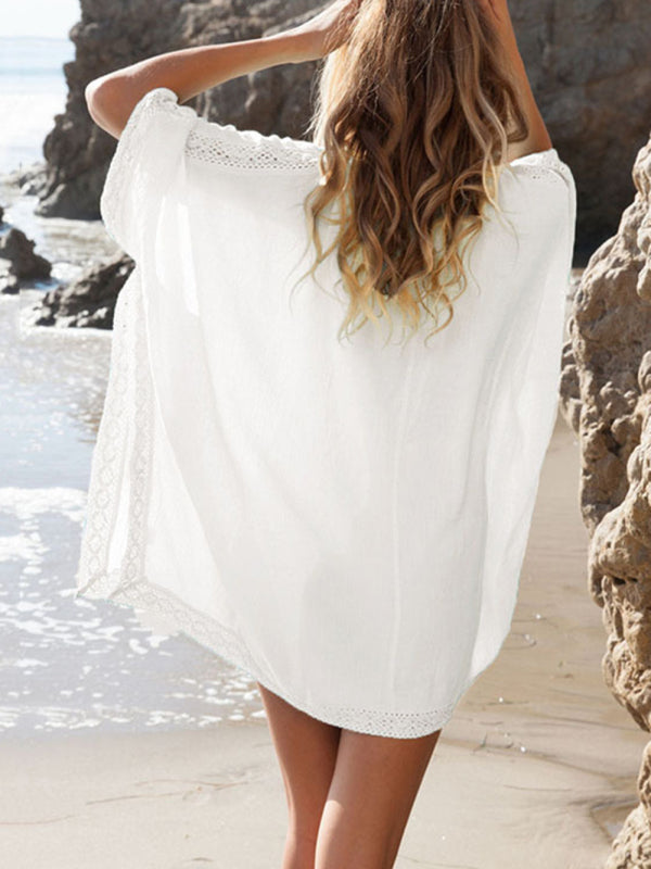 Lace beach V-neck vacation sunscreen dress