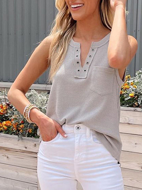 Solid color V-neck loose bottoming ladies top