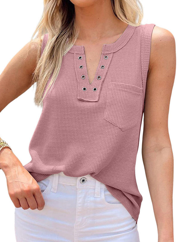 Solid color V-neck loose bottoming ladies top