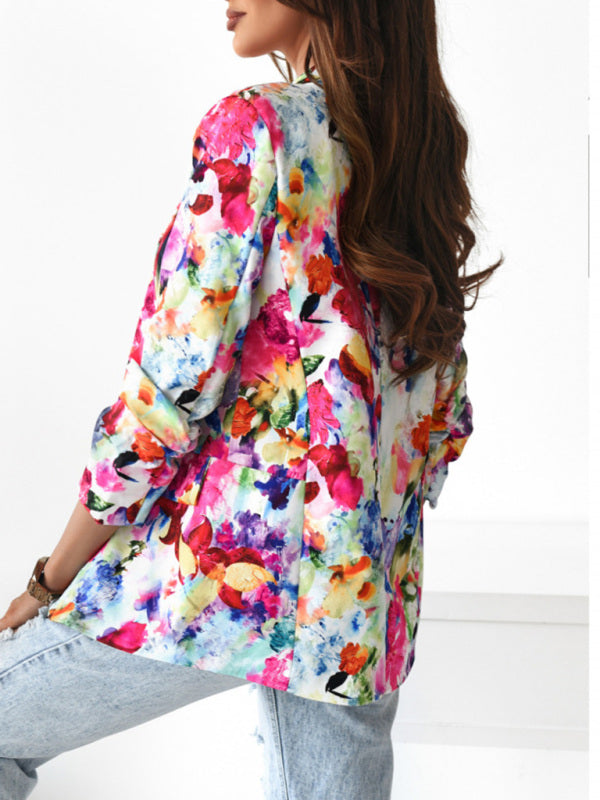 Floral print casual small suit