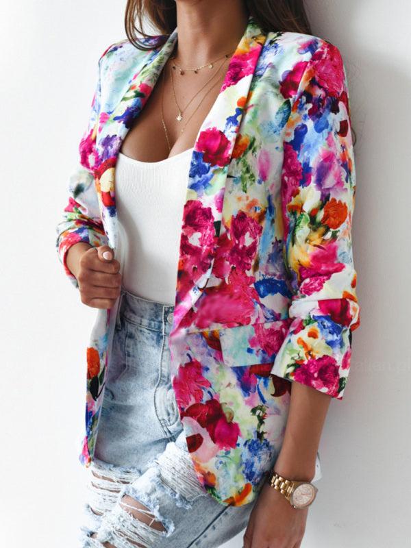 Floral print casual small suit
