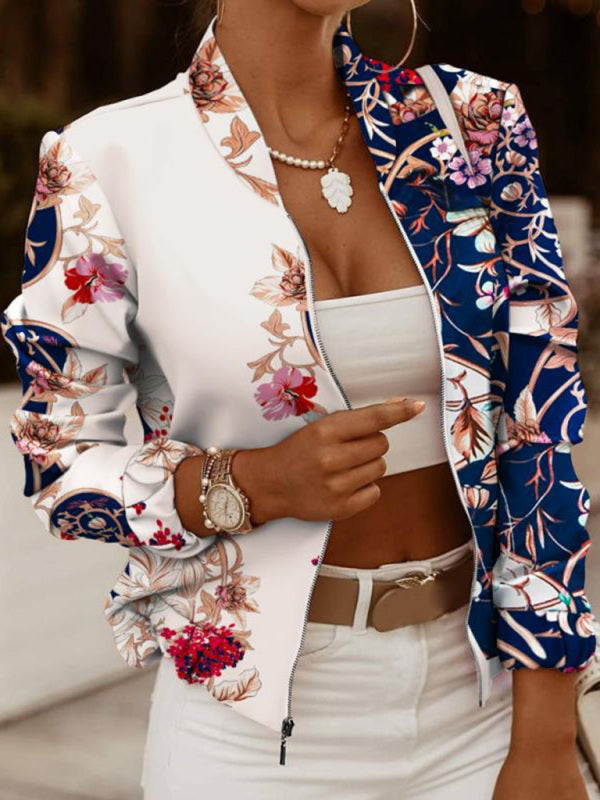 Zipper decorated long-sleeved jacket