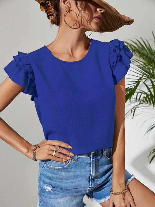 Solid Color Round Neck Top