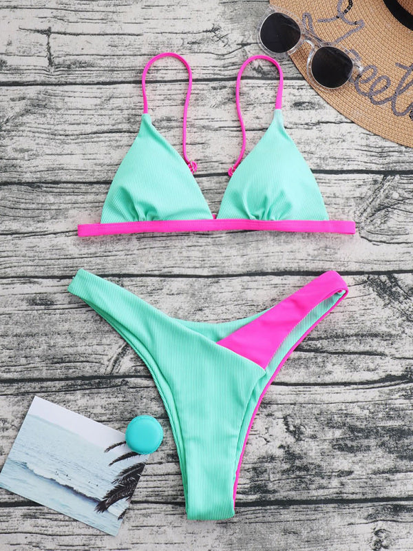 Two-piece hit color swimsuit