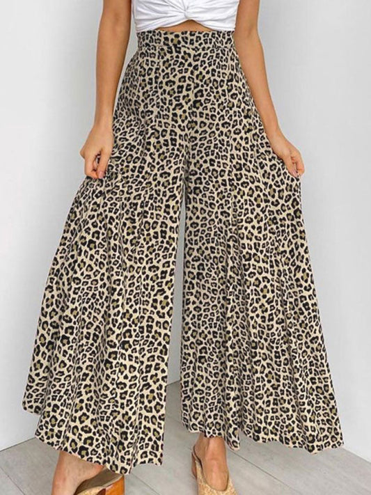 Women's casual loose leopard print wide-leg pants