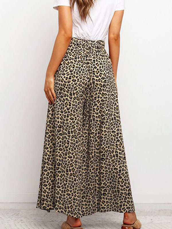 Women's casual loose leopard print wide-leg pants