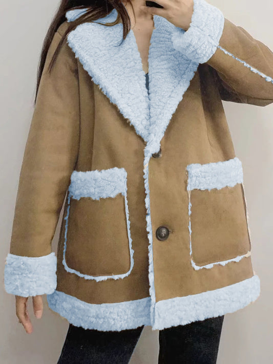 Suede fur one double-sided fleece jacket