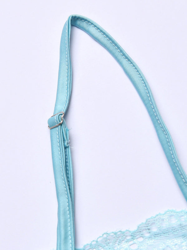 Lace splicing suspender strap low-cut sleepwear