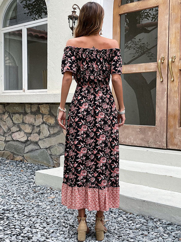Women's one-neck floral print dress