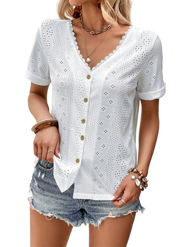 Summer women's white blouse