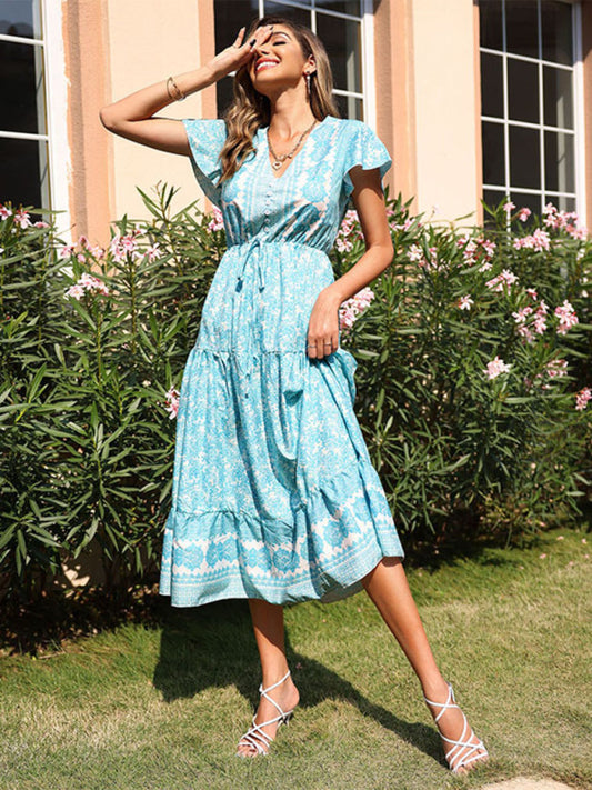 Casual Vacation Slim Mid Length Floral Dress