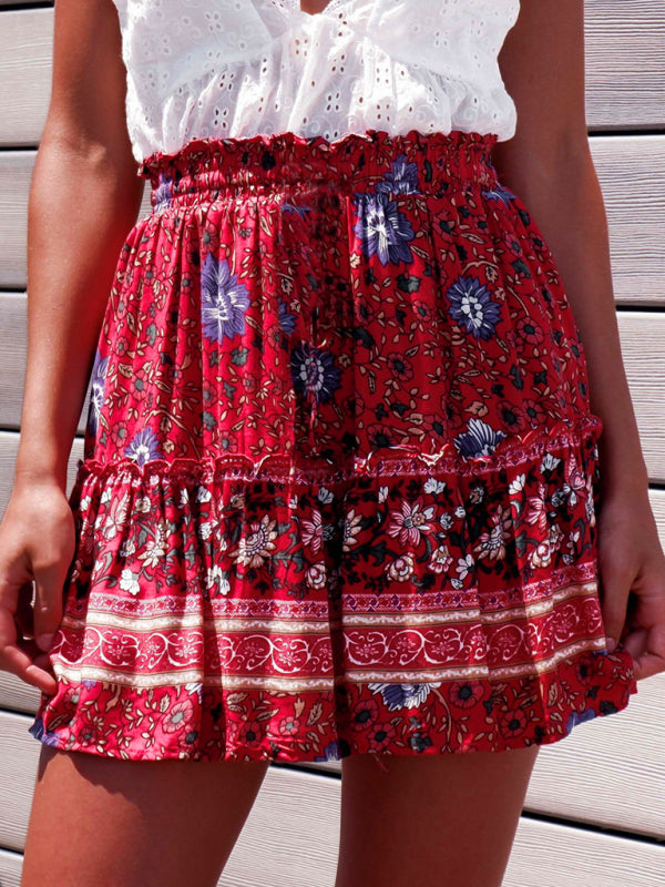 印花半身裙 波西米亞民族風荷葉邊半身裙