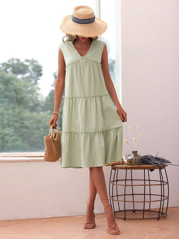 Casual elegant solid color sleeveless dress