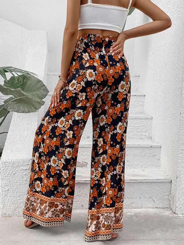 Floral print wide-leg pants