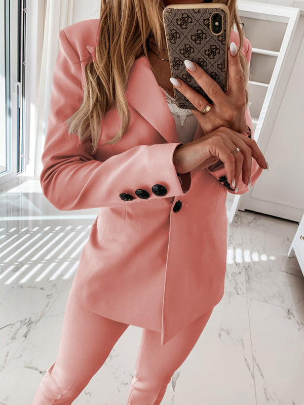 Long-sleeved collar button-down suit