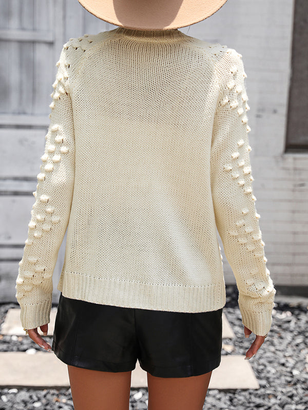 Women's knitted three-dimensional pattern cardigan