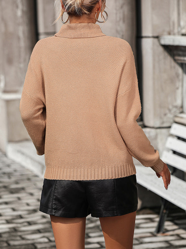 Women's Loose Fringed Turtleneck Sweater