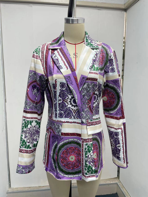 Long-sleeved printed small suit