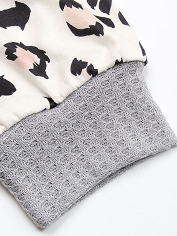 Women's long sleeve leopard print knit top