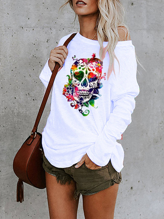 Casual personality skull long-sleeved top