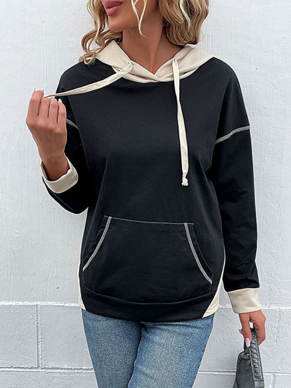 नई महिलाओं की लंबी बाजू वाली कैज़ुअल रंग ब्लॉक स्वेटर