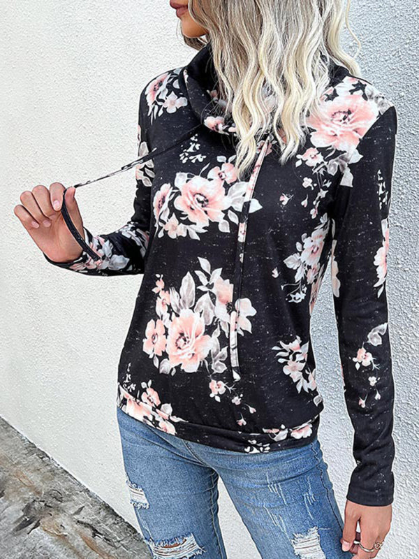 Ladies Long Sleeve Floral Print Sweatshirt