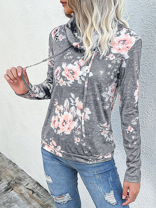 Ladies Long Sleeve Floral Print Sweatshirt
