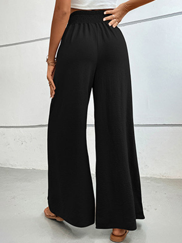 Casual solid color flared wide-leg pants