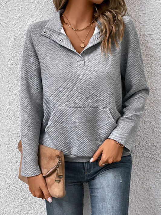 नई महिलाओं की लंबी आस्तीन वाला ठोस रंग का स्वेटर